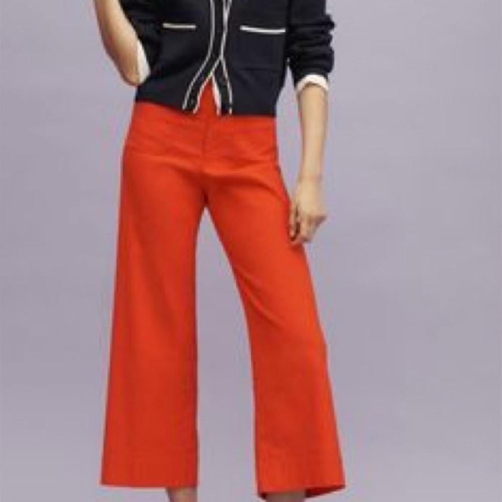 Maeve Colette Cropped Wide-Leg Pants Trousers Geranium 32T